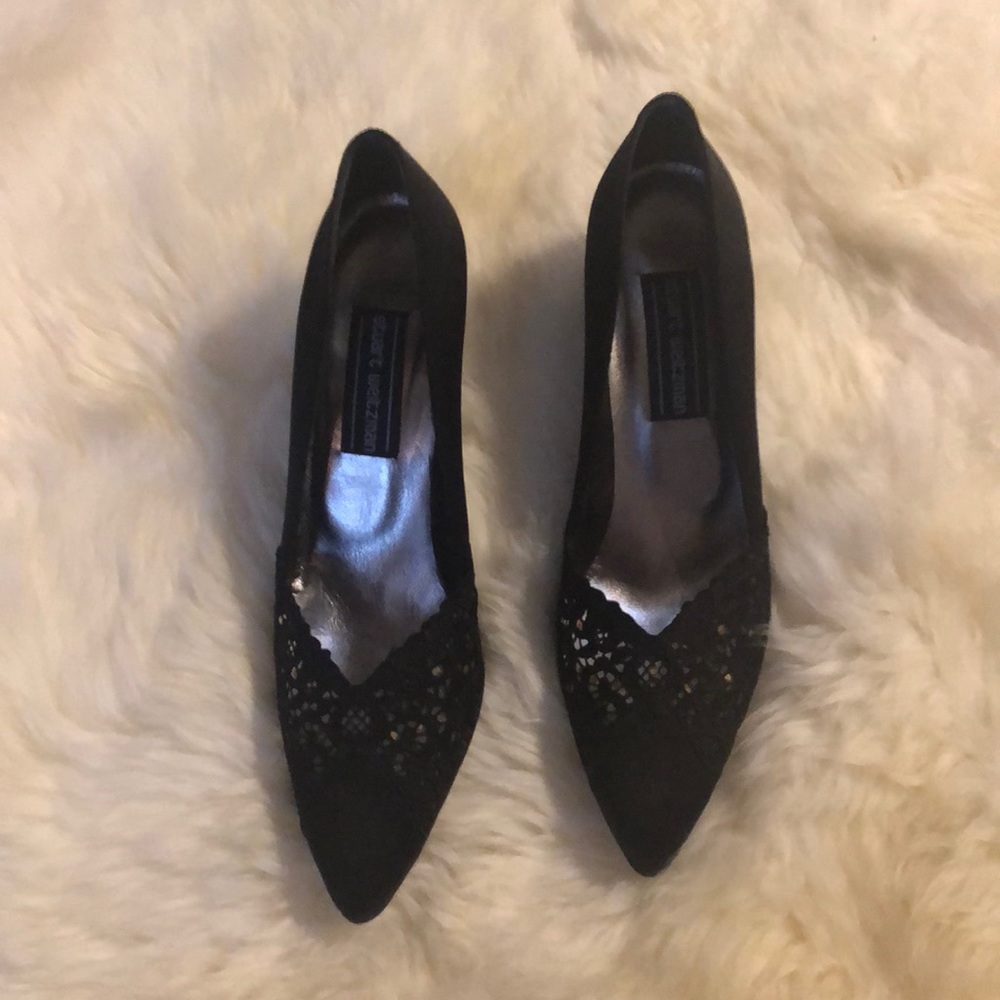 Stuart Weitzman Black satin and lace Heels